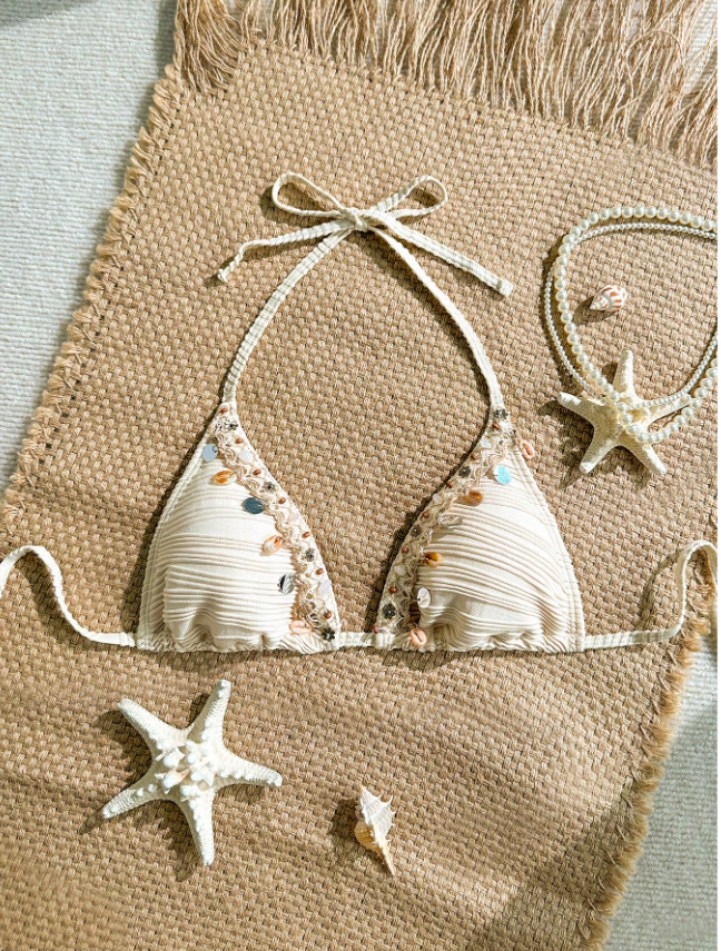 Stefanny - Bikini Beige con Lentejuelas